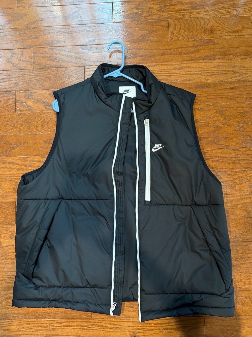 Nike Black Puffer Vest with White Zip Trim